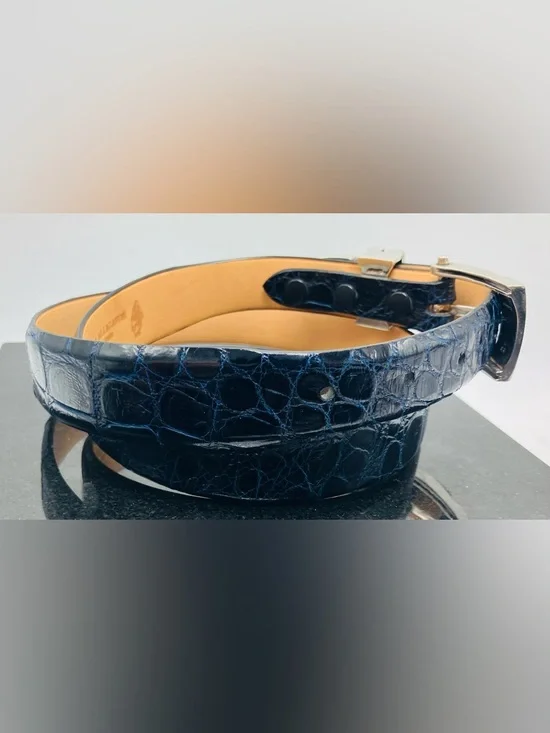 SADDLEBAGS Scottsdale, AZ 14K Gold & .925 Sterling Silver Buckle Alligator Belt - Picture 6 of 10